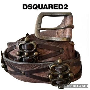 Dsquared2 medieval vintage Brown leather men  belt size 48
